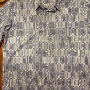 Tori Richard Geometric Patterned Shirt in Gray and Cream